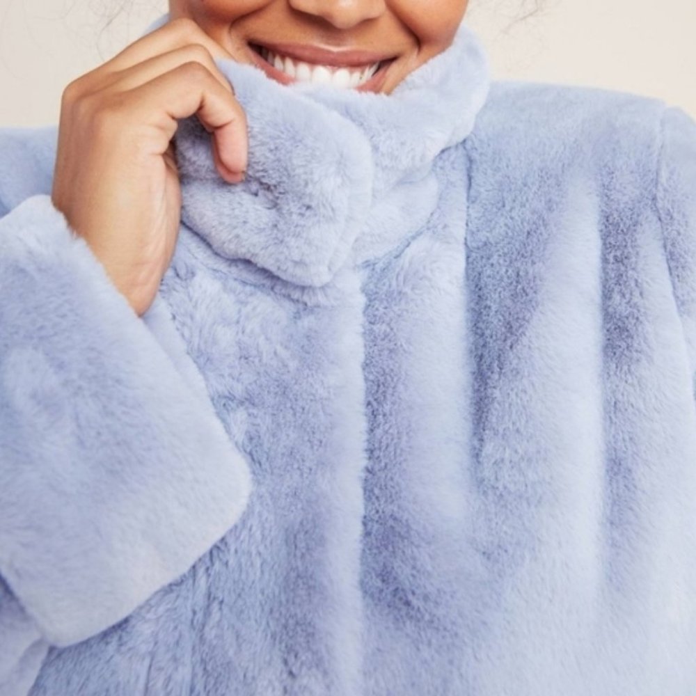 NWT Anthropologie A+ Moonlight Faux Fur Jacket in Sky Blue 2x Plus Size - Picture 7 of 9